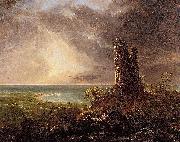 Thomas Cole Romantic Landscape with Ruined Tower oil painting
